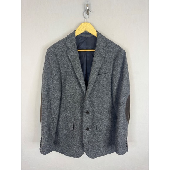 Abraham Moon & Sons Other - J Crew Abraham Moon Mens 38R Grey Wool Blazer Sport Coat Elbow Patches British